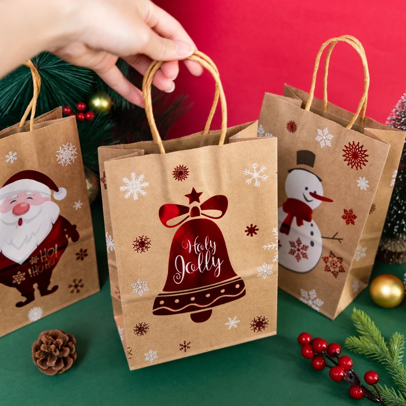 StoBag, Joyful Christmas Kraft Paper Reusable Bags, Party Decor