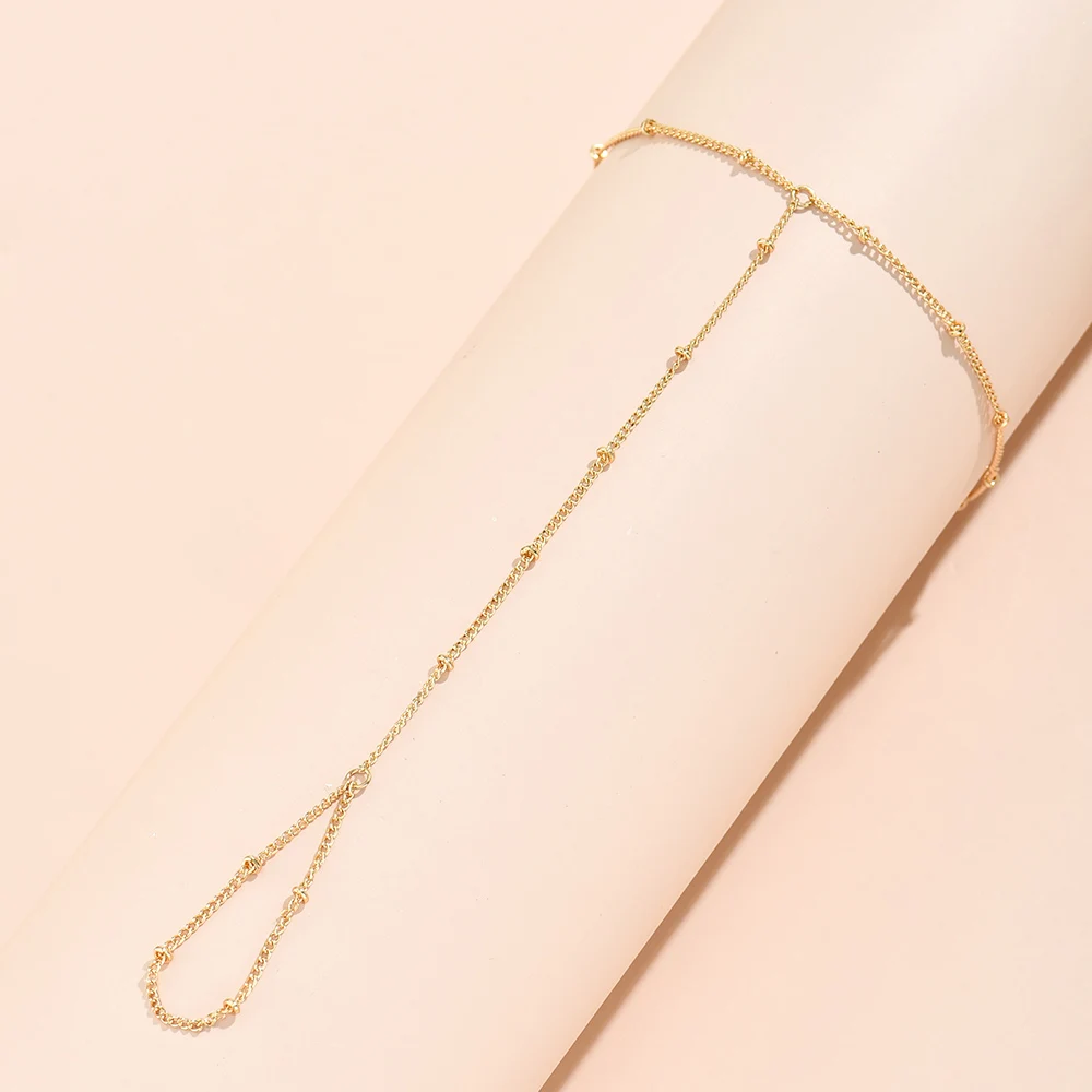 Creative Tiny Chain Bracelet Finger Rings For Women Gold Color Link Chains Connecting Hand Harness Bracelets Jewelry Gift Chain Bracelet