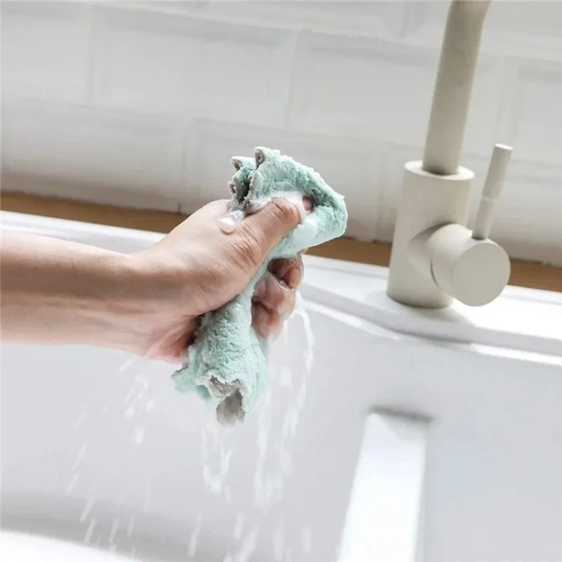 LMETJMA Kitchen Towel 10pcs Kitchen Cloth Dish Towels Super Absorbent Coral Velvet Dishtowels Nonstick Oil Washable Fast Drying JT224