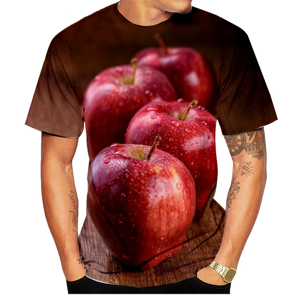 Summer Casual Unisex Apple Print T Shirt