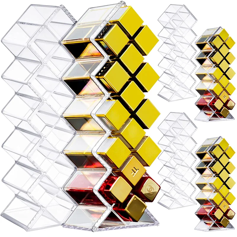 Acrylic Lipstick Holder Organizer 10/16 Slots Clear Lip Gloss Fish Shape Tower Case Display Stand Storage Box Makeup Cosmetic 3