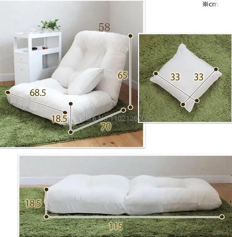 Folding sofa chair tatami lazy sofa floor chair computer reading back soft seat bed with pillow Lounger Seat Pouf Japanese style