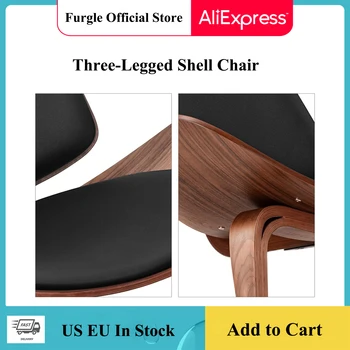 Sedia a conchiglia a tre gambe in stile nordico moderno Tappezzeria in tessuto compensato di frassino Sedia da soggiorno Mobili Sedia a conchiglia moderna 1