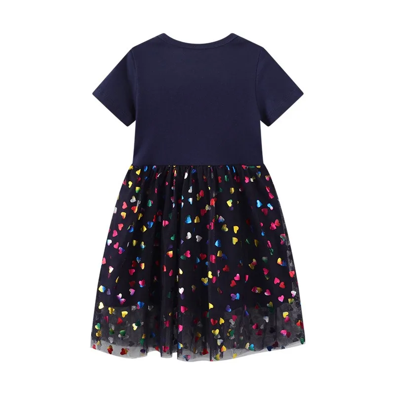 1-7Y Girls Dress Toddler Short Sleeve Mesh Tunic Princess Summer Dresses For Kids Cotton Unicorn Casual Girls'Daily Clothes
