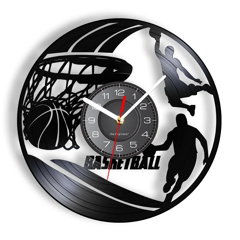 

Настенные часы для баскетбола, настенные художественные приборы с виниловой пластиной, для баскетбола, домашний декор, спортивный подарок