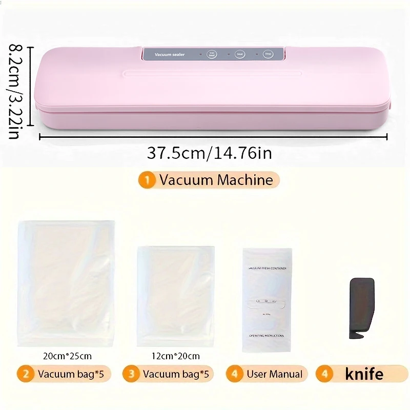 1 PC vacuum sealing machine, portable food preservation, storage, compression and packaging machine 5