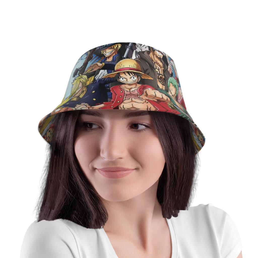 ONE PIECE Monkey D. Luffy CHARACTERS Bucket Hat For Women Men Teenager  Foldable Bob Fishing Hats Panama Cap Autumn