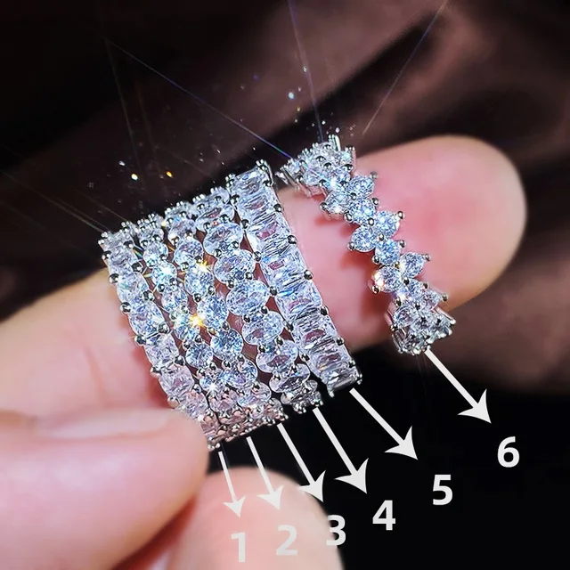 Huitan Fashion Luxury Women Ring Micro Paved Big Round/Square/Oval