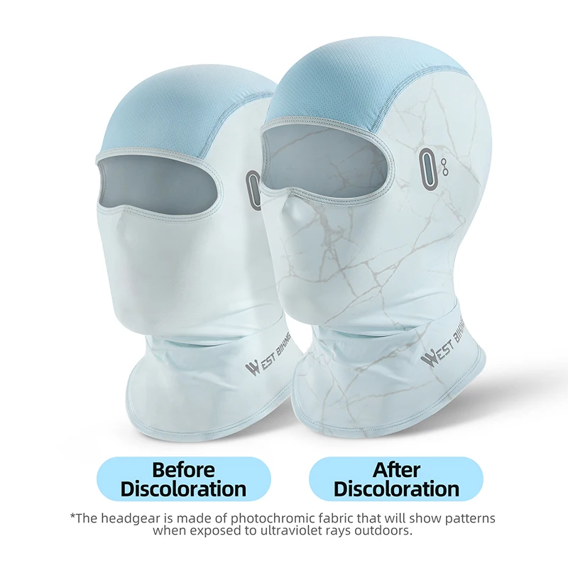 WEST BIKING Summer Cycling Headgear Ice Silk Sunscreen Full Face Mask UPF50+ Anti-UV Photochromic Running Fishing Balaclava Cap 3