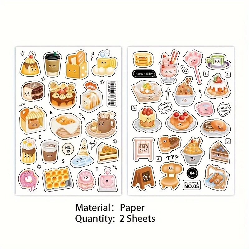 2 Sheets Creative Cartoon Cute Bread Stickers for Scrapbooking DIY  Decorative Material Collage Journaling