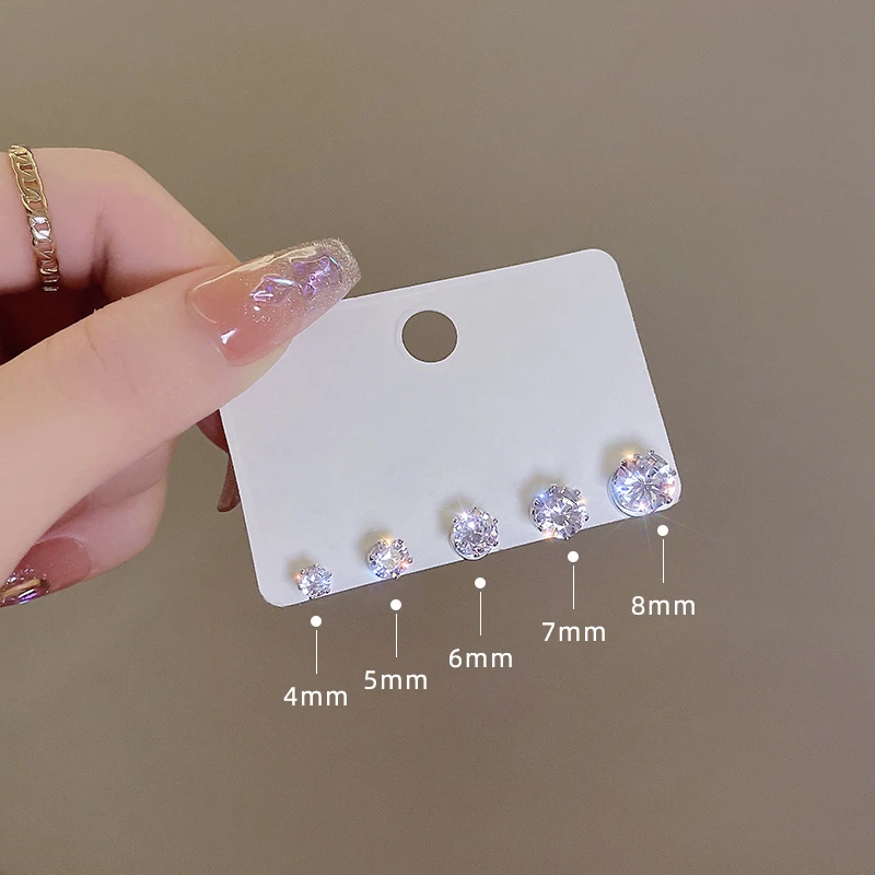 Women&rsquo;s Crystal Magnetic Ear Clips Luxury Zircon Round Earrings without Perforated Earrings Jewelry