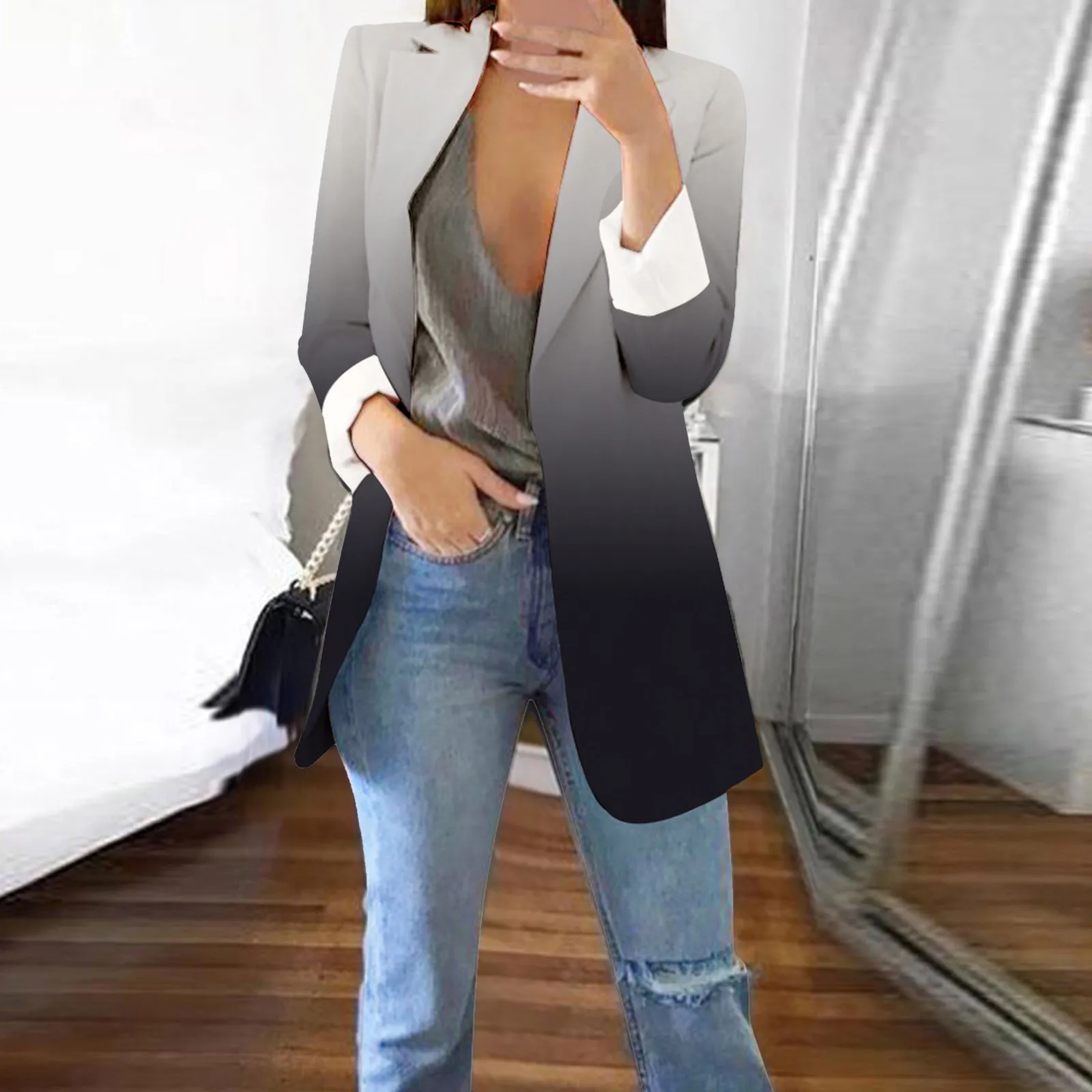 Women's Printed Cardigan Formal Suit Long Sleeve Lapels Business Office Jacket Coat elegant korean popular new outerwears
