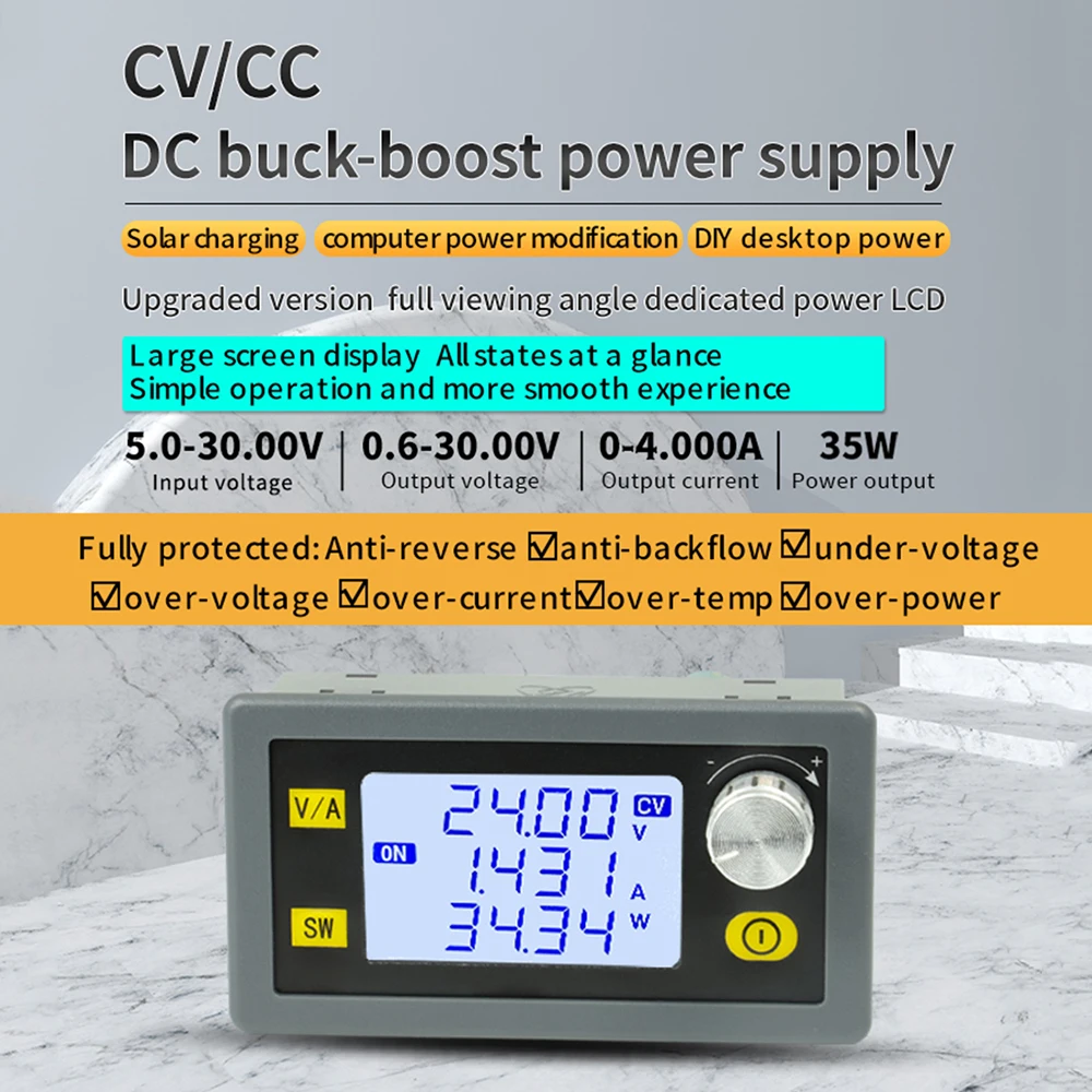 80W 5A CNC DC Buck Boost Netzteil Einstellbar Variable DC 0,6-36V CC CV LCD Digital labor Konverter Spannung Regler