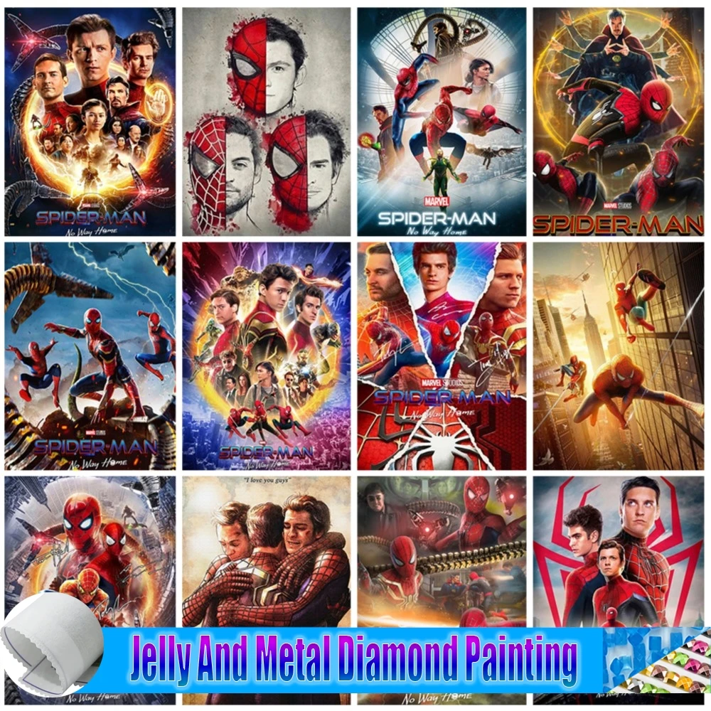 

DIY Jelly And Metal Diamond Painting Spiderman No Way Home Full Diamond Embroidery Marvel Superhero Mosaic Picture 5D Home Decor