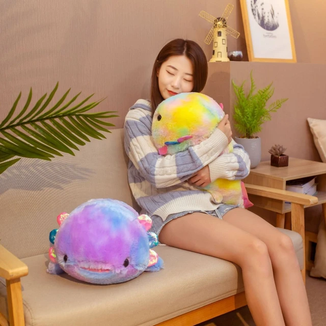 Axolotl Plush Toy Salamander Stuffed Animal Plush Toy Rainbow Plush Pillow Hexagonal Dinosaur Animal Birthday Gifts 2