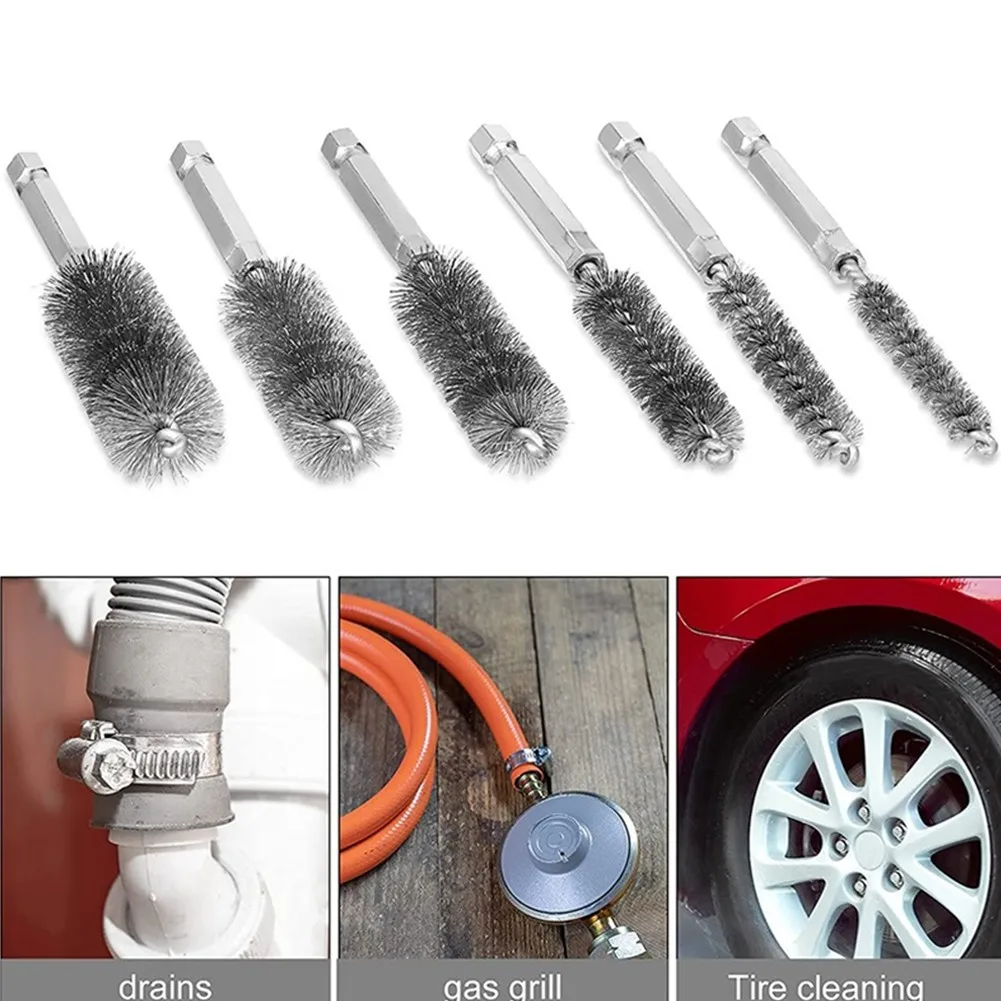 6 Pcs Wire Brushes for Drill,Stainless Steel Small Wire Brush in Different Sizes,for Cleaning,Cleaning Wire Brush Set