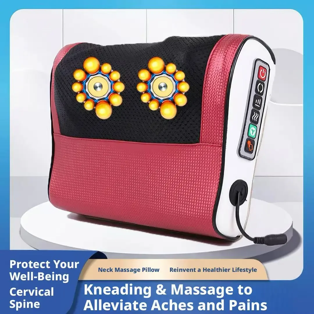 Deep Tissue Neck Massage Pillow 4D Kneading Heating Cervical Massager For Pain Relief Neck Shoulder Back Waist Body Home Office_voghion.com