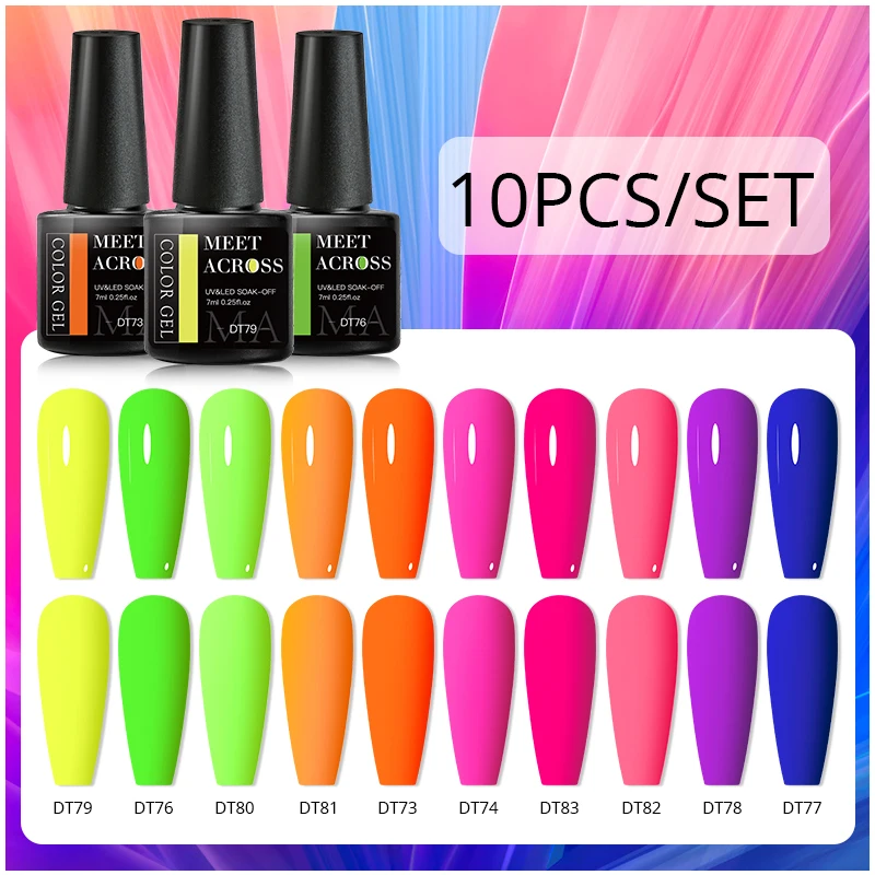 

10/12Pcs Fluorescent Gel Nail Polish Set Neon Summer Color Gel Polish Semi Permanent Varnishes Soak Off UV LED Hybrid Gel Kits