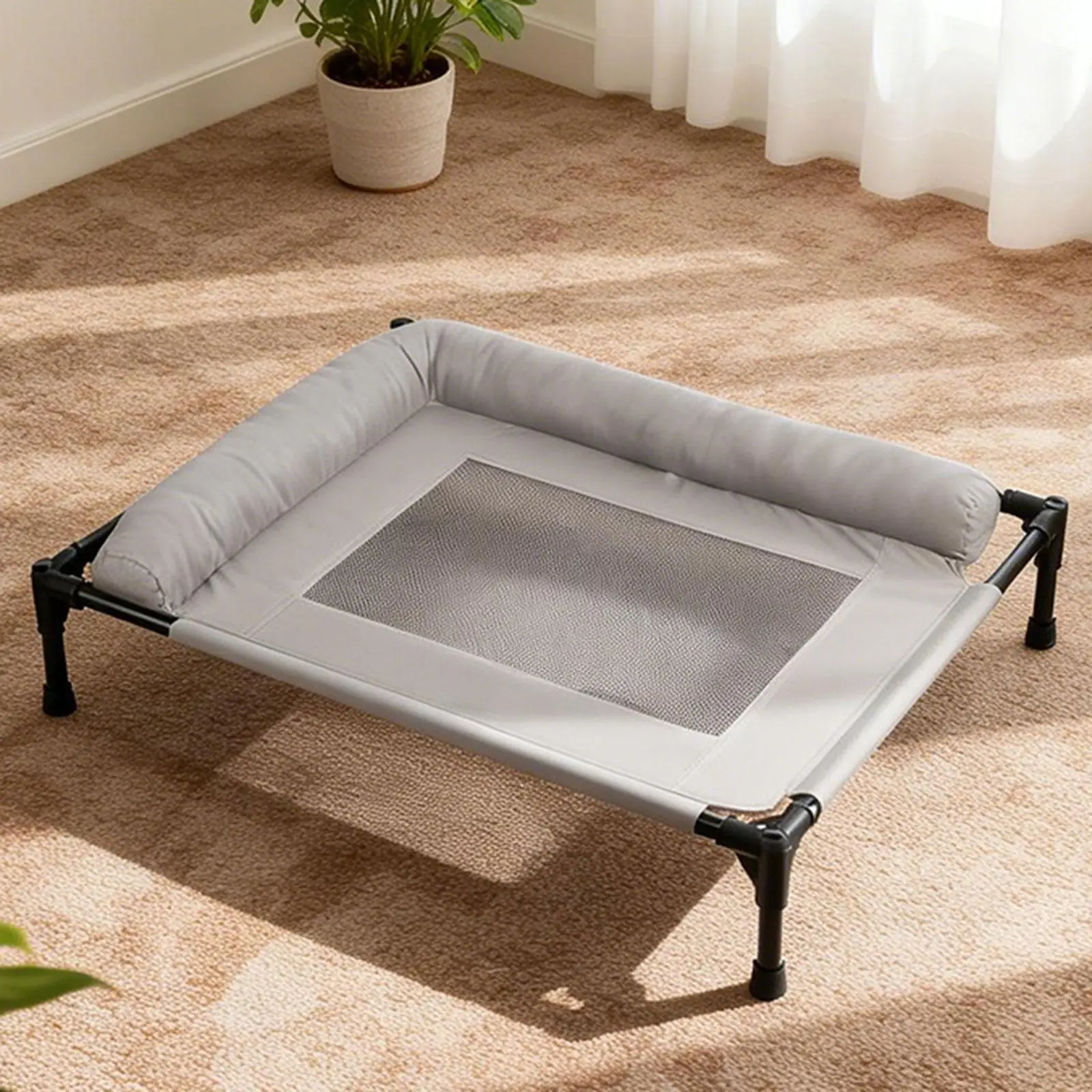 Versatile Dog Cot with Metal Frame Breathable Elevated Bed for Pets Home Outdoor Sleeping Solution