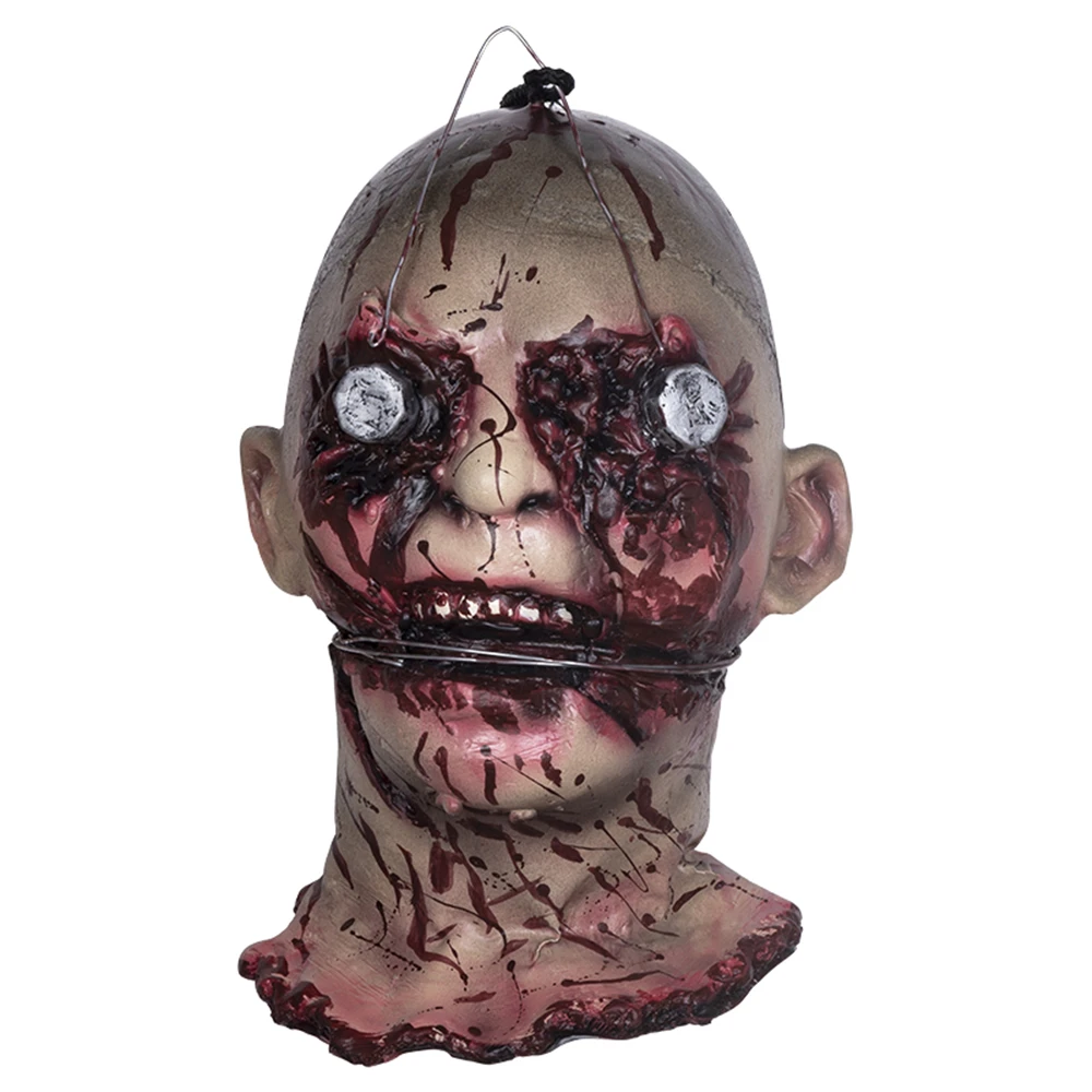 Halloween Cut Off Head Props Horror Bloody  With Wig Realistic Haunted House Party Decor Scary Zombie Hanging Head Accessories