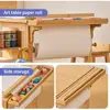 Art Table and Chair Set for Kids with Paper Roll Holder, Storage Shelves, Side Tray, Organizer Caddy, and 2 Stools, Ideal for Ag