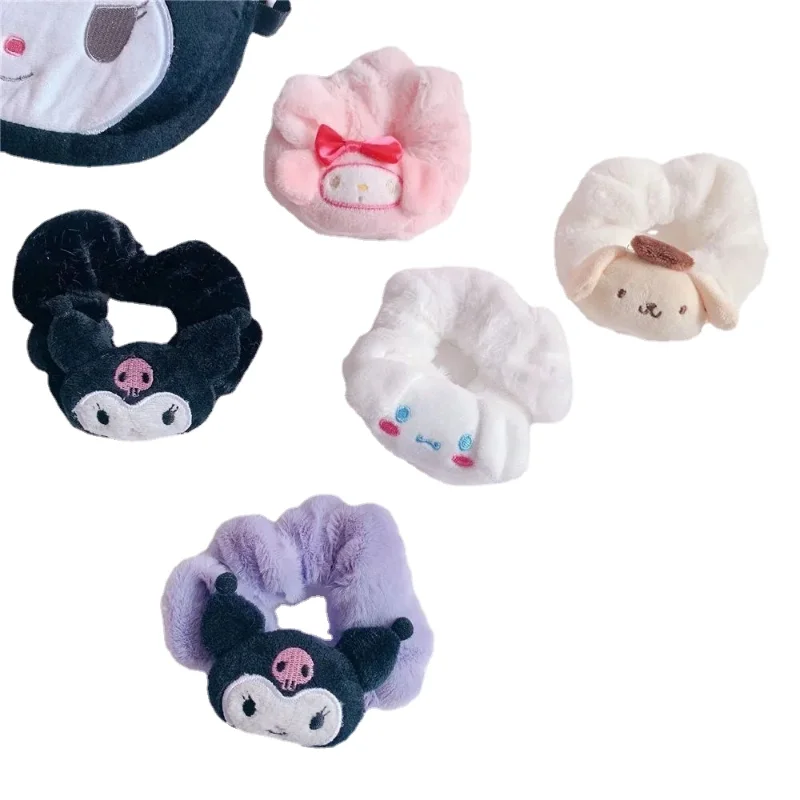 

New Sanrio Kulomi Cinnamon Roll Kawaii Plush Hair Cute Cartoon Japanese Rubber Band Hair Accessories Cartoon Animation Jewelry