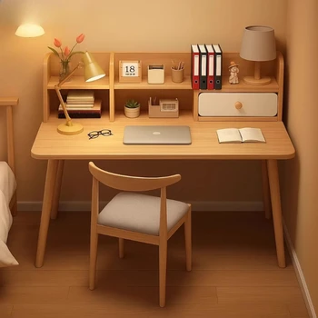 Table d'étude pour étudiants du premier cycle du secondaire, bibliothèque intégrée pour chambre à coucher, étudiant à domicile, apprendre à écrire sur l'ordinateur