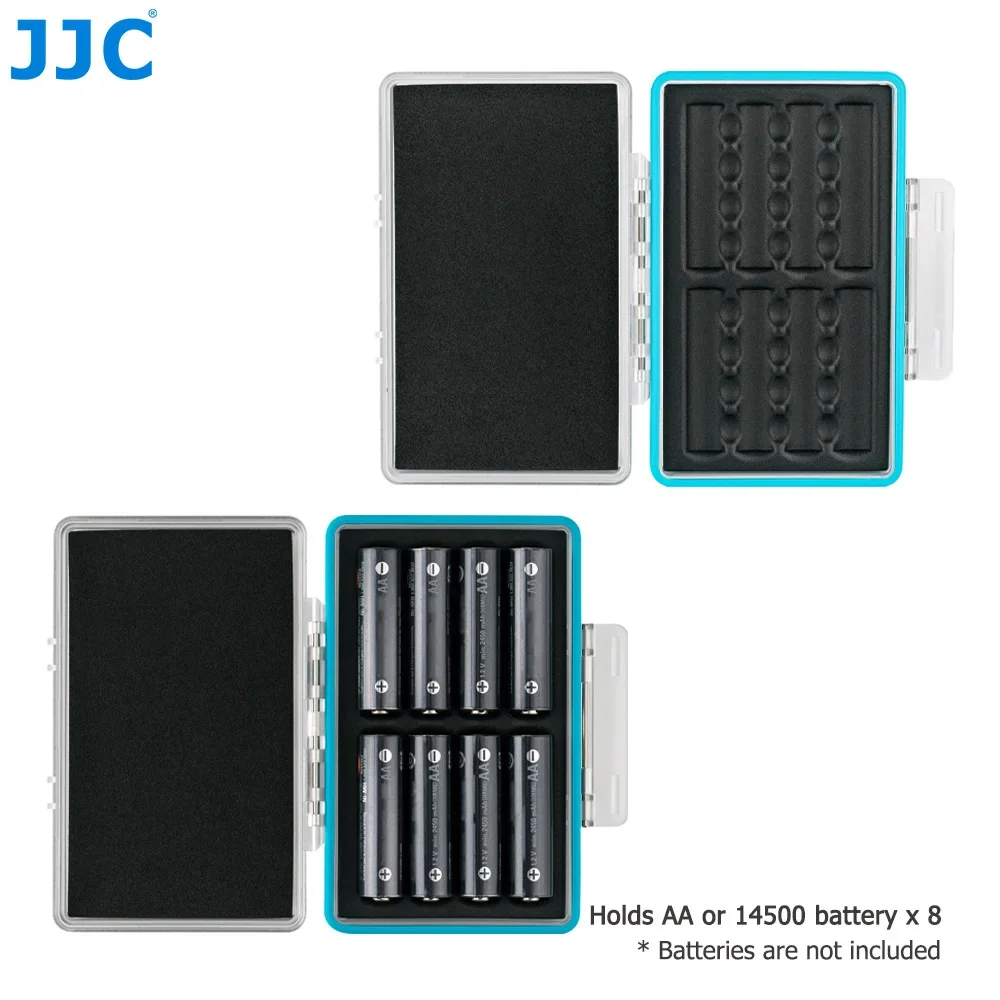 JJC 8 슬롯 AA 배터리 케이스 8 x AA 14500 배터리 용 방수 충격 방지 배터리 보관 케이스 AA 배터리 주최자 케이스