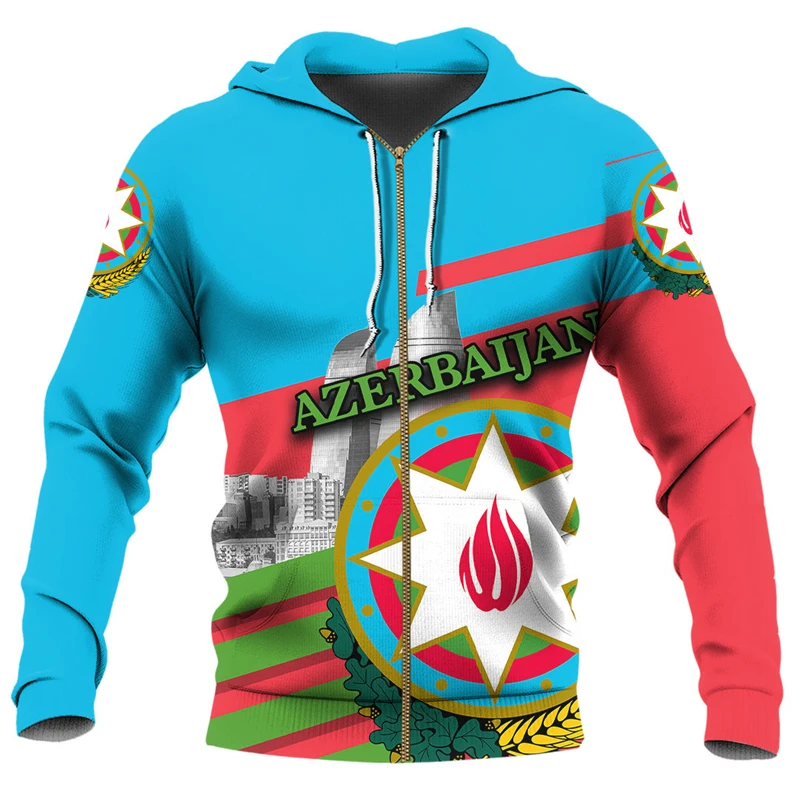 thumbnail image 1 of Sudadera con capucha con estampado 3D de bandera nacional de Azerbaiyán para hombre y mujer, ropa de calle de primavera, abrigo de manga larga, sudadera con cremallera, jerséis para hombre, 1 of 5
