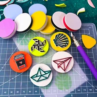 Carving Rubber Brick Round&Square DIY Scrapbooking Rubber Stamp 5x5x0.8cm Color Sandwich Rubber Brick Kids Stamps Art Eraser 1