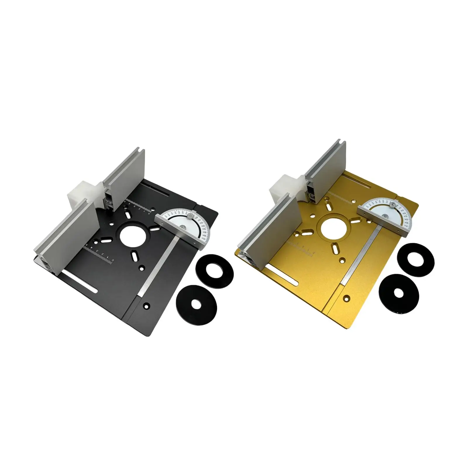 

Wood Router Table Insert Plate with 2x Router Table Insert Rings & Miter Gauge Woodworking Router Plate for Wood Trimmer Router