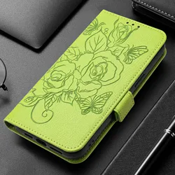 Elegant 3D Flower Embossed Leather Wallet Phone Case for OnePlus Nord 2T (Green(YB - MGH))