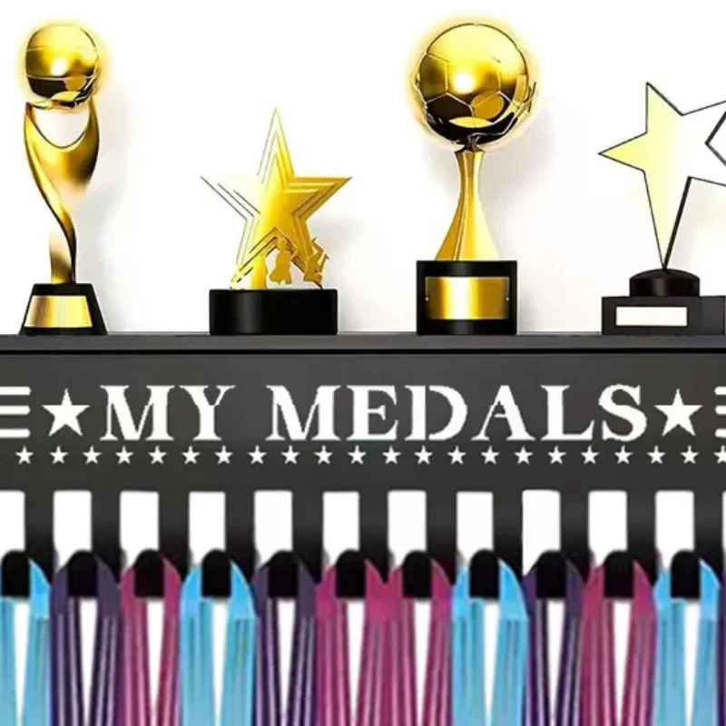 Wytrzymały metalowy stojak na trofea i nagrody, haczyki na medale, organizer do montażu na ścianie, uchwyt do przechowywania medali, dekoracja do domu i biura.