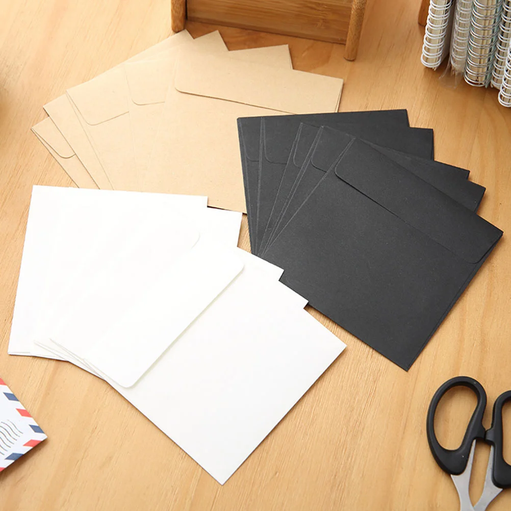크래프트 봉투 노트 패킷 가방, 종이 결혼식 현금 봉투 카드, 빈 키 스탬프, 작은 봉투, 100 개