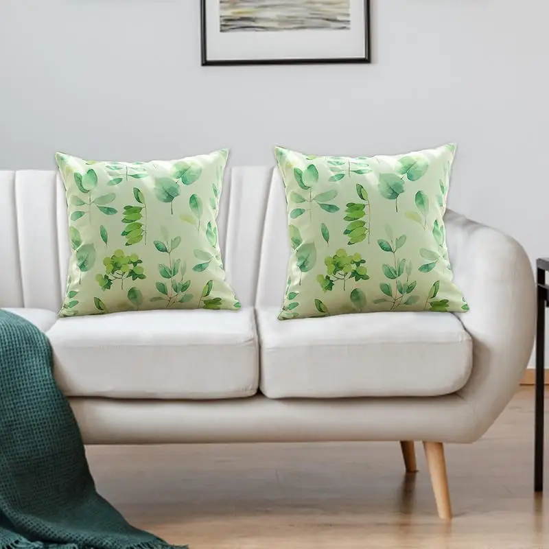 

Green Plants Pillow Covers Polyester Decorative Pillowcases Home Office Furnishings Pillow Bedroom Sofa Car Cushion Cover Pillow