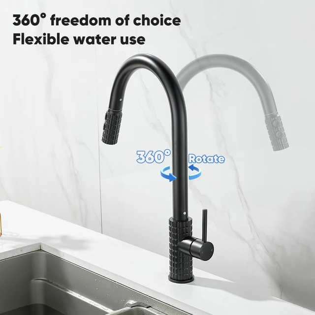 ลวดลายก๊อกน้ําห้องครัวเดี่ยวเดี่ยวดึงออก KITCHEN TAP 360 องศาหมุนร้อนและเย็น TAP 866123 4