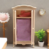 Garde-robe l'inventaire en bois pour enfants, boîte de rangement modèle, accessoires de meubles pour décor de maison de beurre, jouets de simulation, maison de courses 1:12 5
