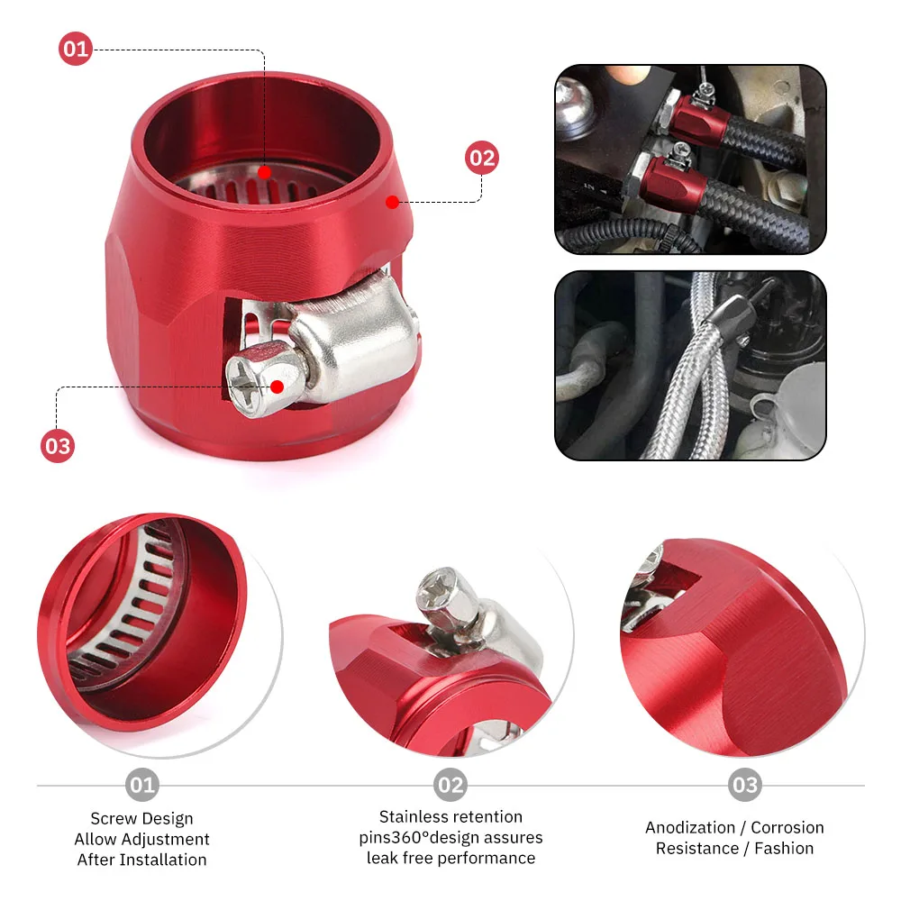 Hose Clamps 2pcs AN4 AN6 AN8 AN10 AN12 Fuel Pipe Clip