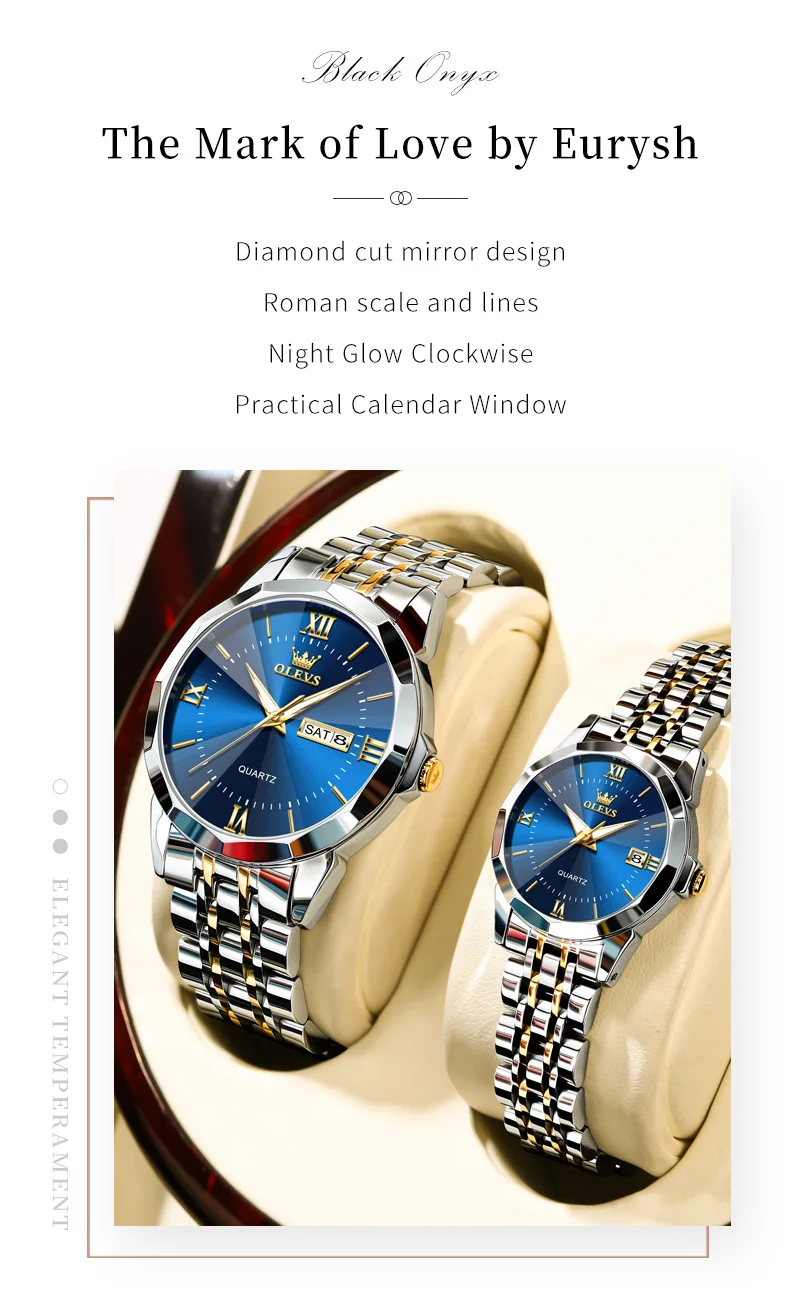 Olevs 9989 Couple Watch description image 2