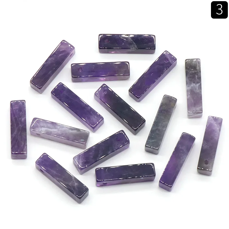 20pcs Natural Crystal Stone  Rectangle Amethyst Rose Quartz Pendants Charms Trendy for Necklace Earrings Jewelry Making