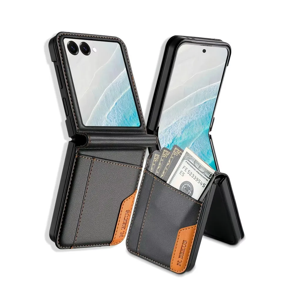 Premium Business Leather Wallet Card Slot Case with Magnetic Closure, Flip Design Cover