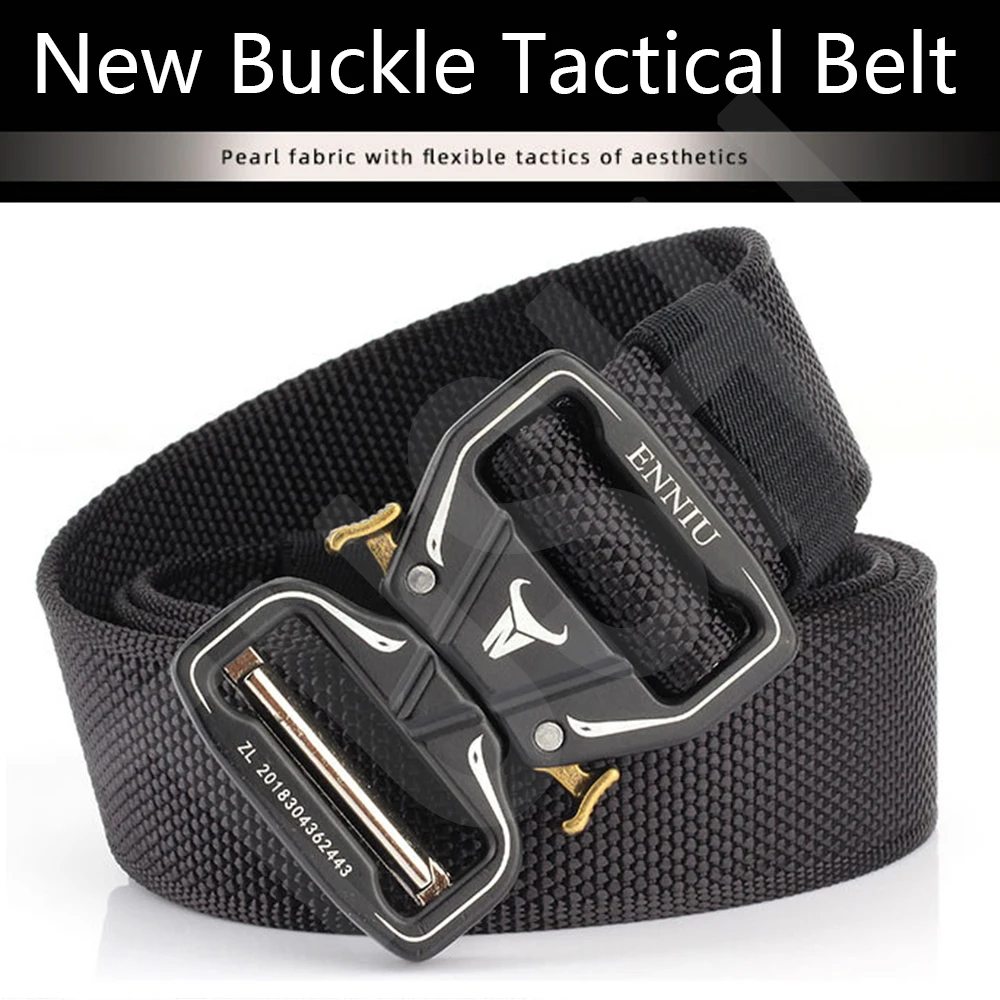 TUSHI Tactical Belt Alloy Buckle Quick Release Elastic Belt Casual Nylon Tooling Training Belt Men Trousers Belt