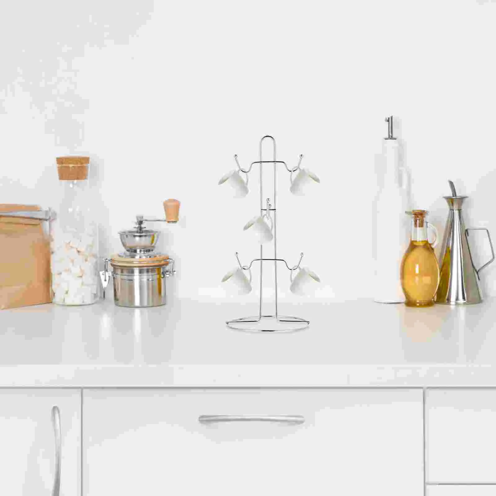 Coffee Cup Holder Espresso Mugs Hanger Hooks Rack Iron Organizer Drying Display