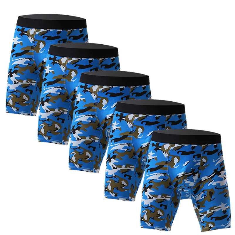 1PCS Long Leg Cotton Sexy Shorts Boxer Men’s Underwear Men's Underwear Men Panties Men Underpants Boxershorts camouflage Natural 2