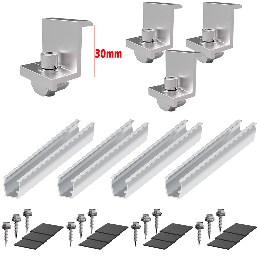 Solar Panel Brackets Solar Panel Module Aluminum Bracket Rail Fastening Rail Trapezoidal Roof Mount Solar Profile 30mm 35mm System Accessories