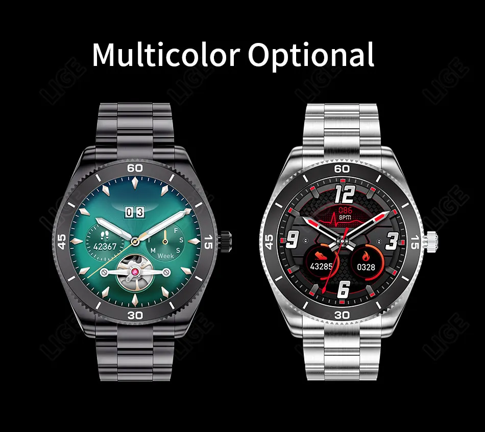LIGE 2022 New Smart Watch Men Full Touch Dial Call Fitness Tracker IP67 Waterproof Multifunction Steel Strap Men Smartwatch+BoxLIGE Call Smart Watch Men Full Touch Screen Sport Fitness Watches IP67 Waterproof Multifunctional smartwatch For Android ios+Box