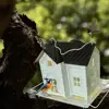 Home Style Bird Feeder Outdoor Swing Solar Bird Feeder Creative House Patio Feeder Outdoor Hanging Decoration 3
