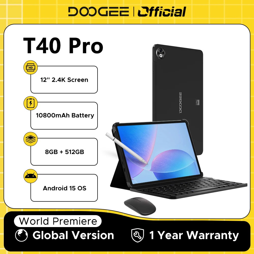 Custodia per DOOGEE T40 Pro 12 Pollici, Cover Tablet DOOGEE T40 Pro, Copertura Protettiva Pieghevole con Supporto per Matita e Cinturino da Polso, Protezione Completa. (Blu