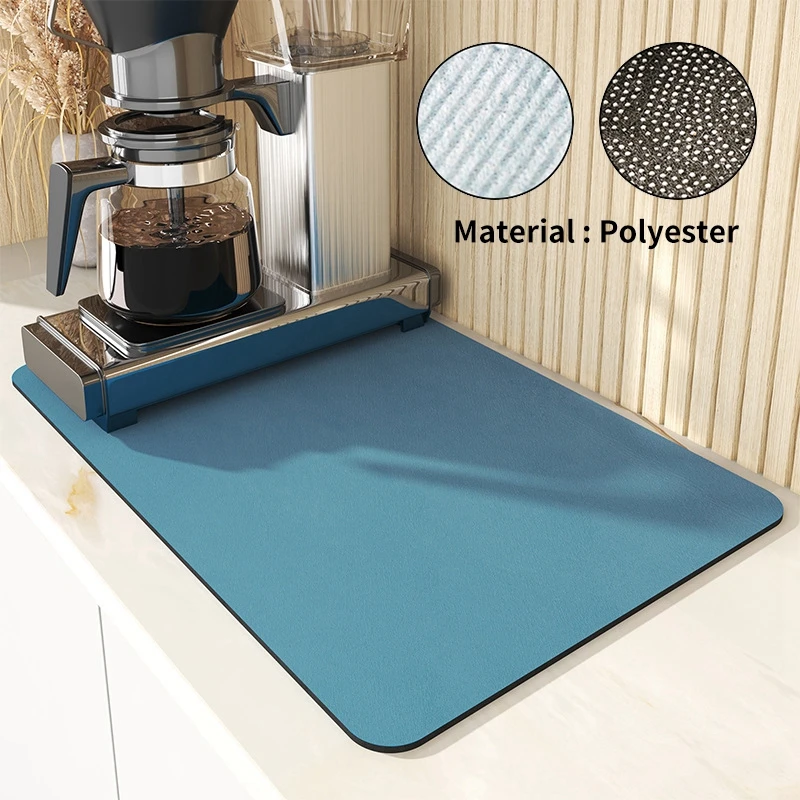 Kitchen Coffee Dish Absorbent Draining Mat Quick Dry Tableware Mats