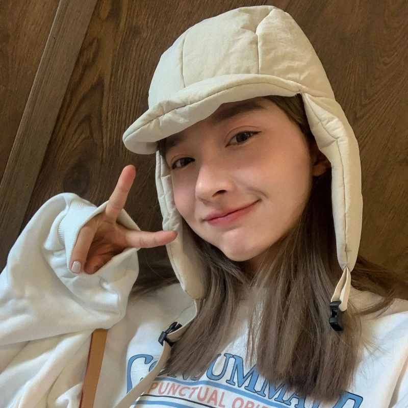 

2023 New Winter Cycling Earflap Down Cotton Pullover Cap Women Warm Thickened Lei Feng Hat Outdoor Leisure Bomber Hats for Men